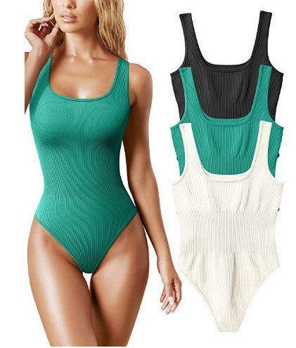 Damen Sportlicher Einteiler Badeanzug mit raffinierten Rippdetails Drune