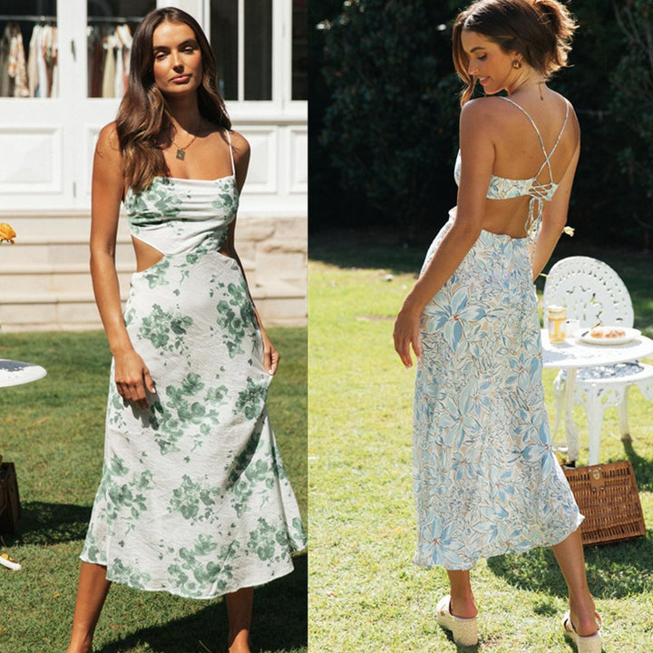 Damen Maxikleid mit seitlichen Cut-Outs und floraler Musterung Drune