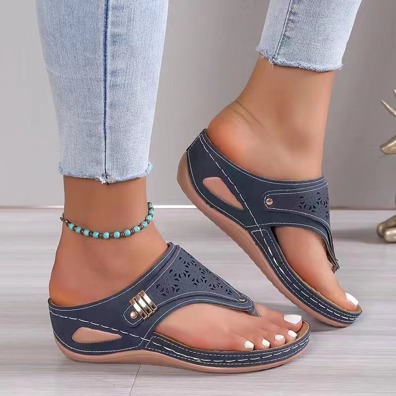 Damen nan ergonomische orthopädische Zehensteg-Sandalen mit gepolstertem Fußbett Drune