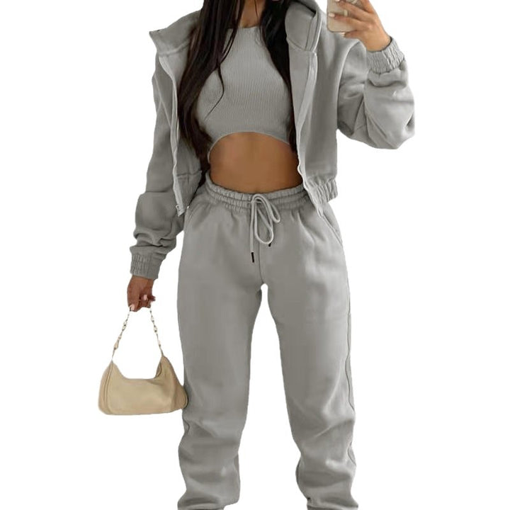 Damen sporty cropped Hoodie und Jogginghose Set Drune