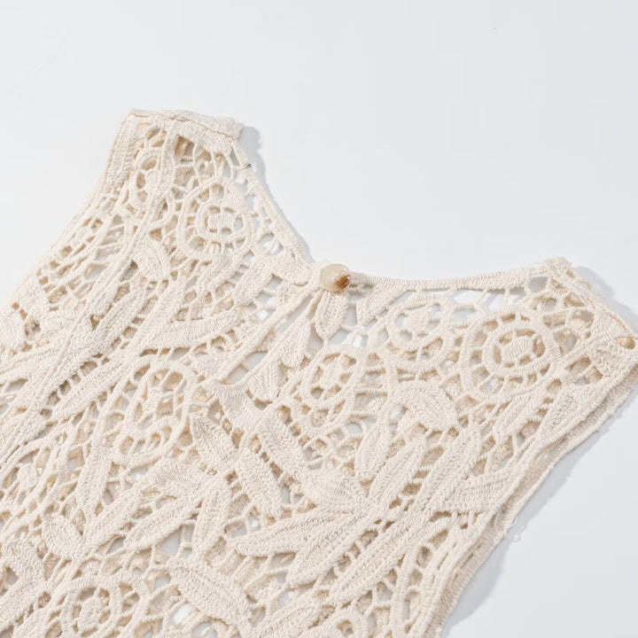 Damen Spitzenoberteil mit asymmetrischem Saum und floralen Mustern Drune