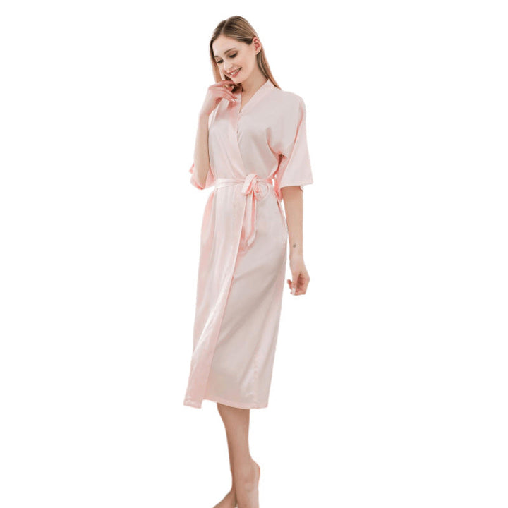 Damen luxuriöser Satin-Bademantel Drune