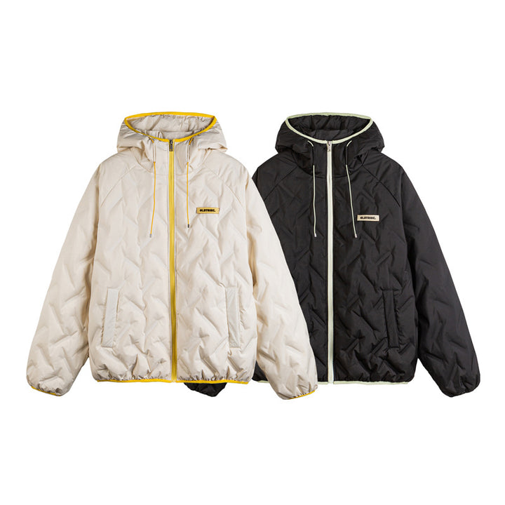 Unisex Wattierte Kapuzenjacke im Boxy-Schnitt mit kontrastkanten und elastischem Saum Drune
