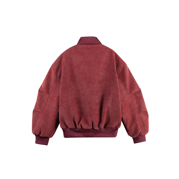 Damen Boxy-Bomberjacke im Vintage-Suede-Look mit hohem Rippkragen und Kängurutaschen Drune