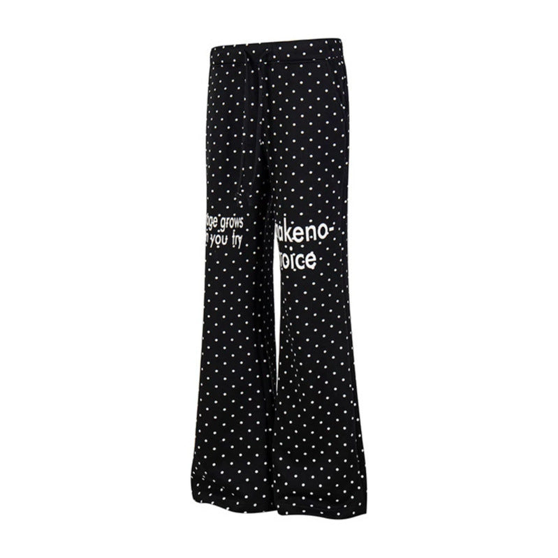 Damen Weite Lounge-Hose mit Kordelzug, ausgestelltem Bein und Statement-Print Drune