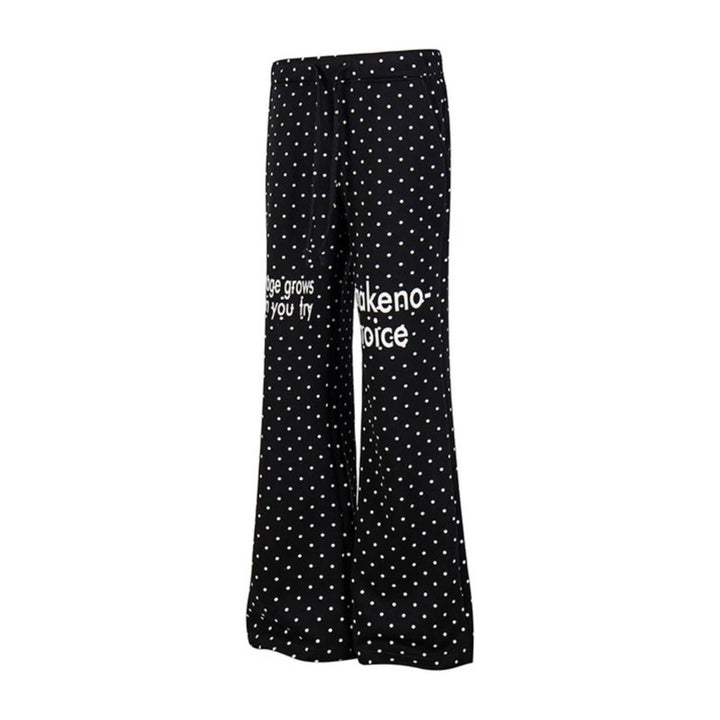 Damen Weite Lounge-Hose mit Kordelzug, ausgestelltem Bein und Statement-Print Drune
