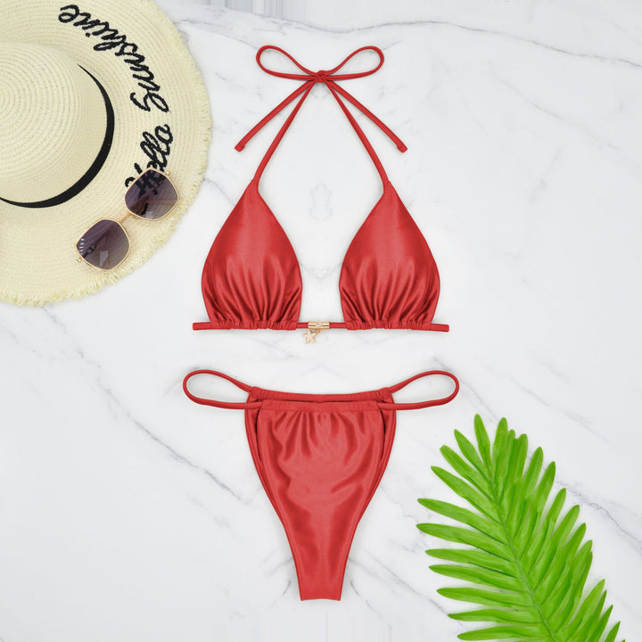 Damen Triangel-Bikini mit raffinierter Vorderansicht und elegantem Goldakzent Drune