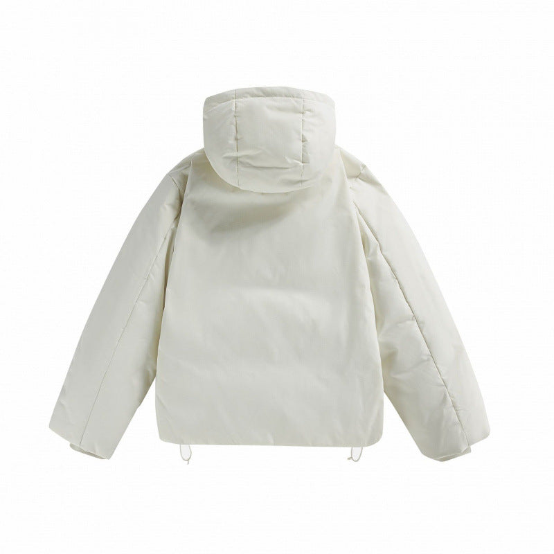 Unisex Kurze wattierte Kapuzen-Übergangsjacke im Boxy-Cut mit hohem Stehkragen Drune