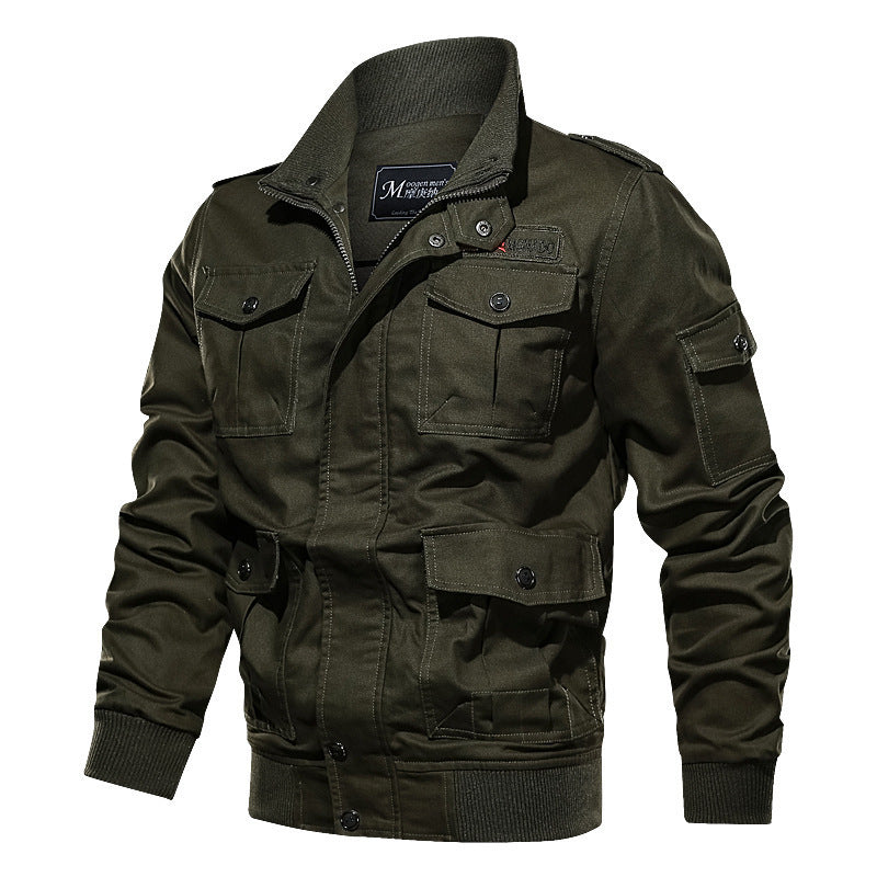 Herren Robust-Canvas Fliegerblouson mit Utility‑Taschen und Strickbündchen Drune