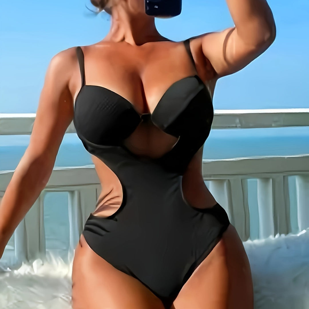 Damen Einteiler Badeanzug mit elegantem Cut-Out-Design und verstellbaren Trägern Drune