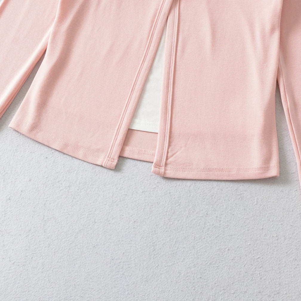 Damen Lagen-Cardigan mit integriertem Spitzen‑Cami und einreihigem Knopfverschluss Drune