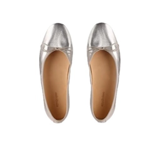 Damen Elegante Ballerinas mit schimmerndem Metallic-Finish und zierlichem Schleifenakzent Drune