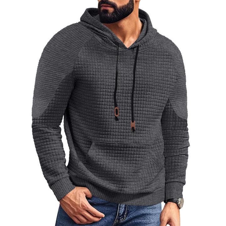 Herren nan Kapuzenpullover mit quadratischer Struktur, Raglanärmeln und Kängurutasche Drune
