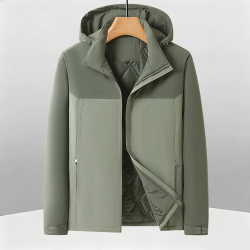 Herren Warme Softshell-Hybridjacke mit gesteppter Thermo-Innenlage und Kapuze Drune