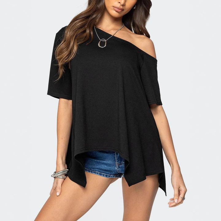 Damen Weit geschnittenes Off-Shoulder T-Shirt Drune