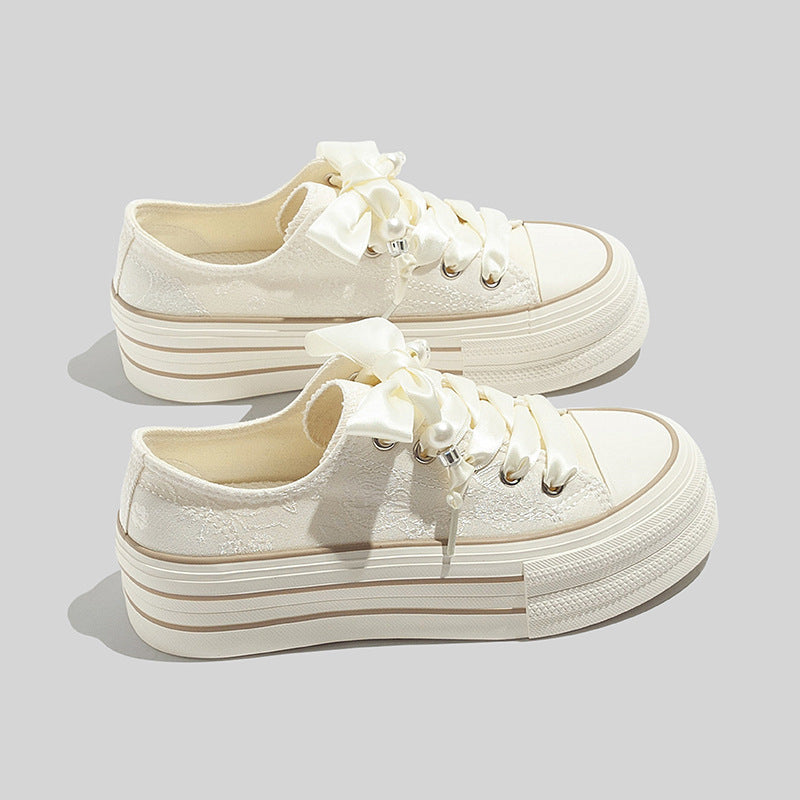 Damen Plattform Sneakers mit eleganter Satinschnürung und modischem Design Drune