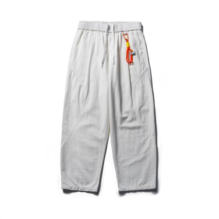 Herren Leichte Loose‑Fit Leinen‑Baumwoll‑Freizeithose mit elastischem Bund, Kordelzug und Utility‑Taschen Drune