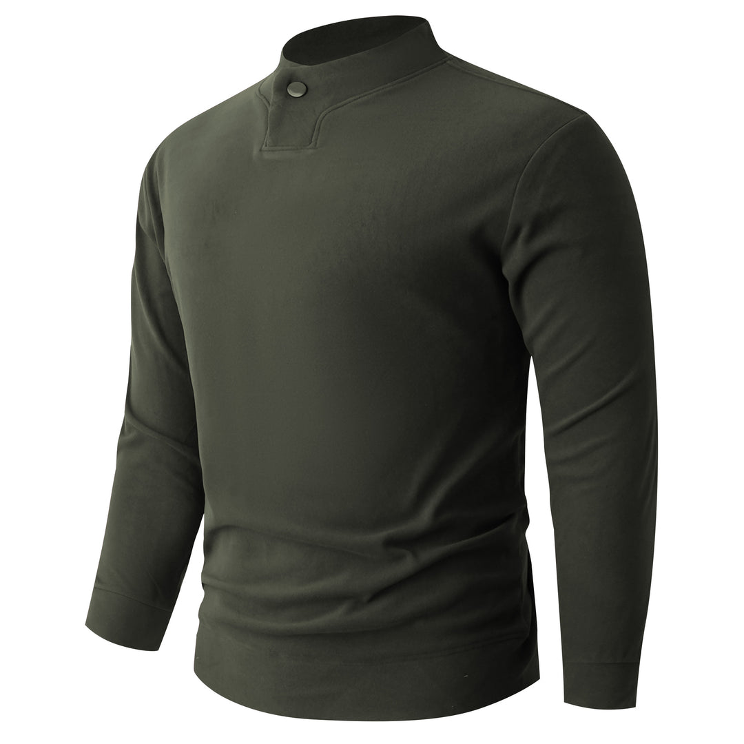 Herren Langarmshirt mit schmalem Stehkragen und Knopfverschluss Drune