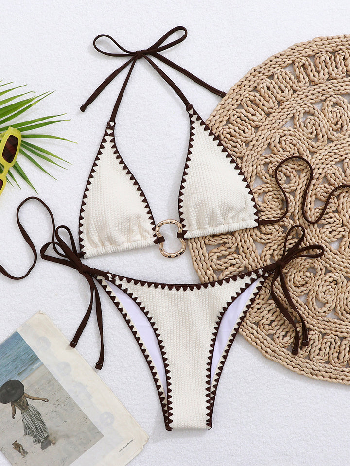 Damen Triangel-Bikini mit luxuriösem Goldakzent Drune