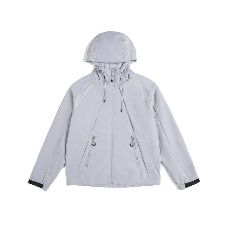 Unisex Leichte Regen- und Softshell-Jacke mit Kapuze, verstellbaren Saum- und Reißverschlusstaschen Drune