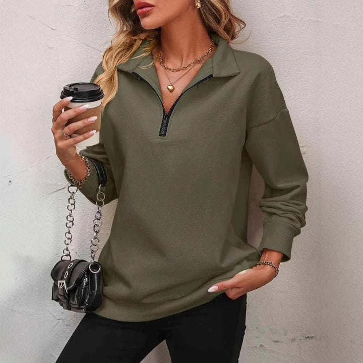 Damen Sweatshirt mit halbem Reißverschluss Drune