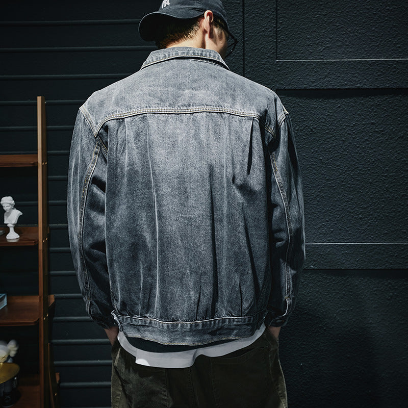 Herren Lässige Denimjacke mit modernen Applikationen Drune