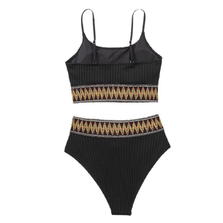 Damen Hochgeschnittener Bikini mit raffiniertem Wellenmuster Drune