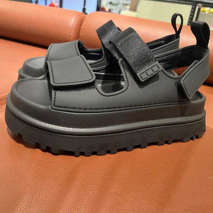 Damen Sportliche Sandalen mit verstellbaren Klettverschlüssen und rutschfester Profilsohle Drune