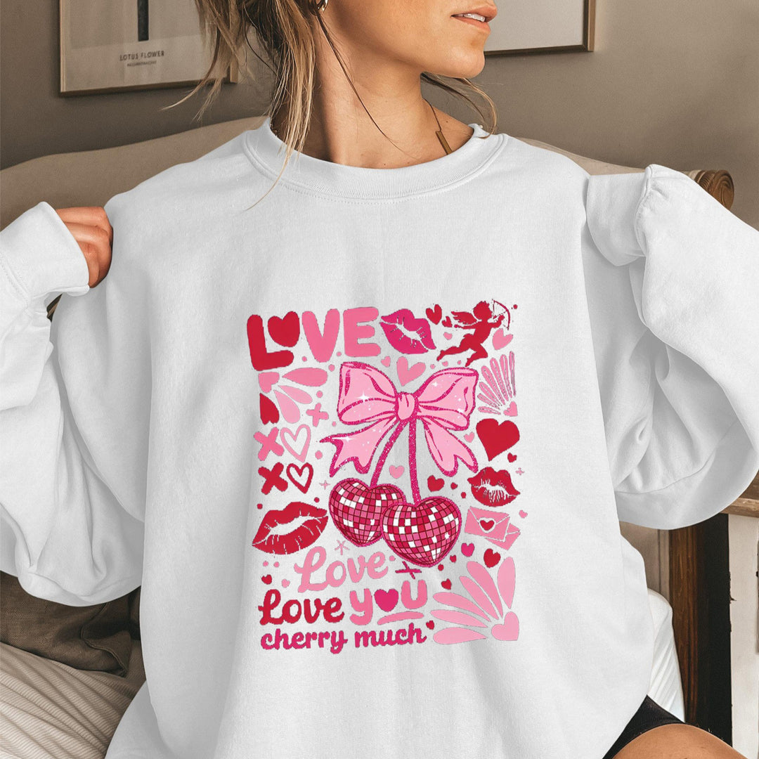 Damen Sweatshirt mit voluminösen Ärmeln und verspieltem Kirschmotiv Drune