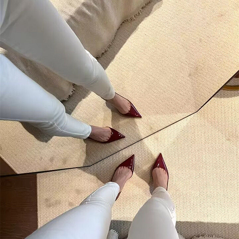 Damen Spitz zulaufende Lackpumps mit offener Ferse und gepolsterter Innensohle Drune