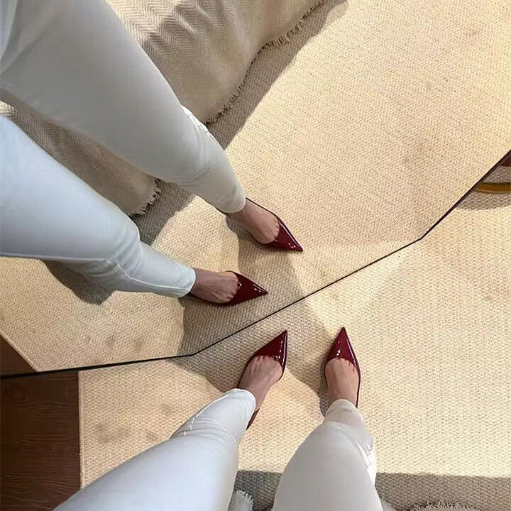 Damen Spitz zulaufende Lackpumps mit offener Ferse und gepolsterter Innensohle Drune