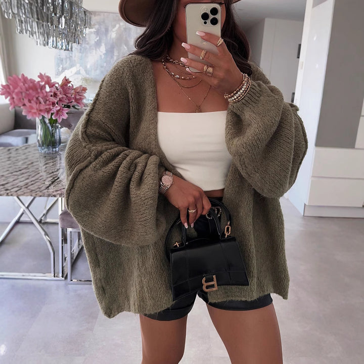 Damen Strickjacke mit oversize Schnitt und voluminösen Ärmeln Drune