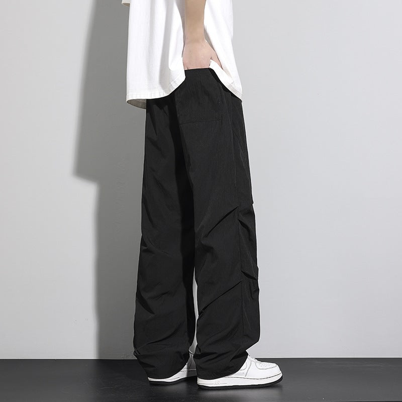 Herren Utility-Cargo-Loungehose mit Tunnelzugbund, Mehrfachtaschen & weitem Bein Drune