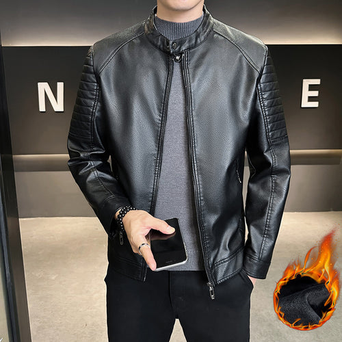 Herren Stylische Kunstlederjacke mit Steppdetails Drune
