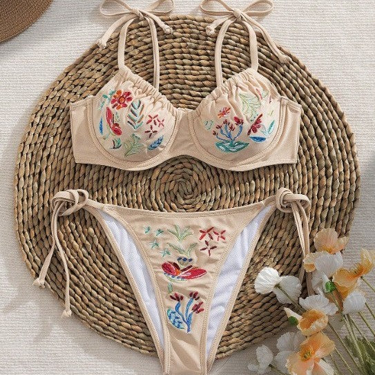 Damen Eleganter Bikini mit kunstvollen Stickereien Drune