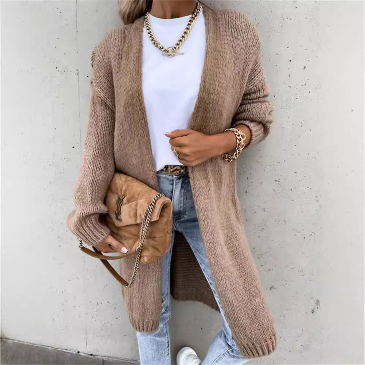 Damen Grobstrick-Cardigan mit übergroßen Ärmeln und modischem Design Drune