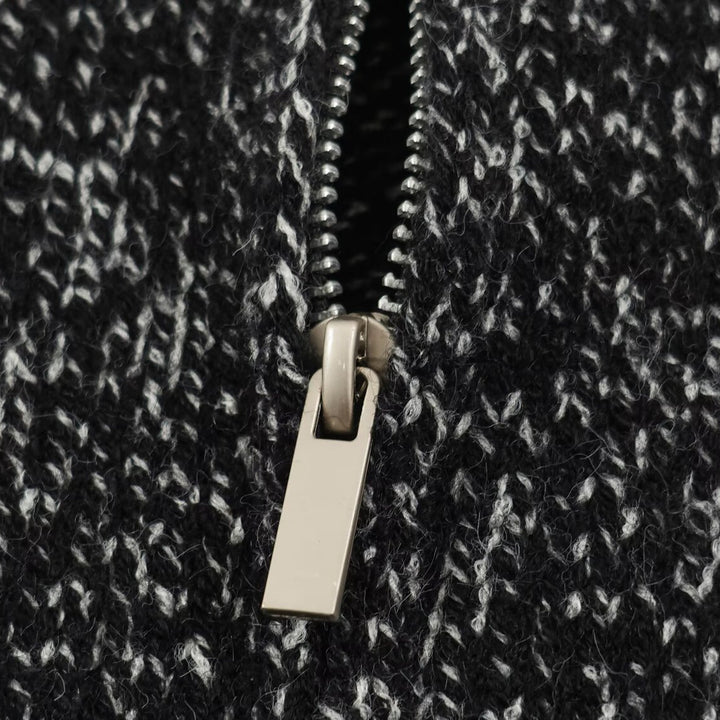 Damen Grobgestrickter Reißverschluss-Pullover mit Stehkragen und geripptem Saum Drune