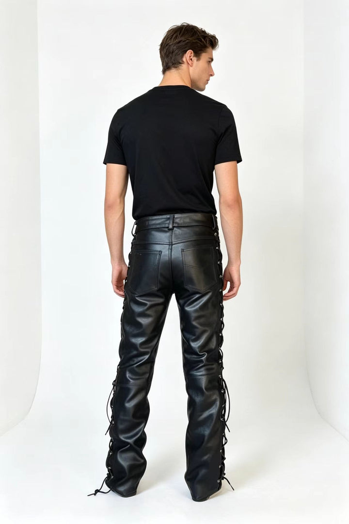 Herren Lederhose mit Schnürdetail