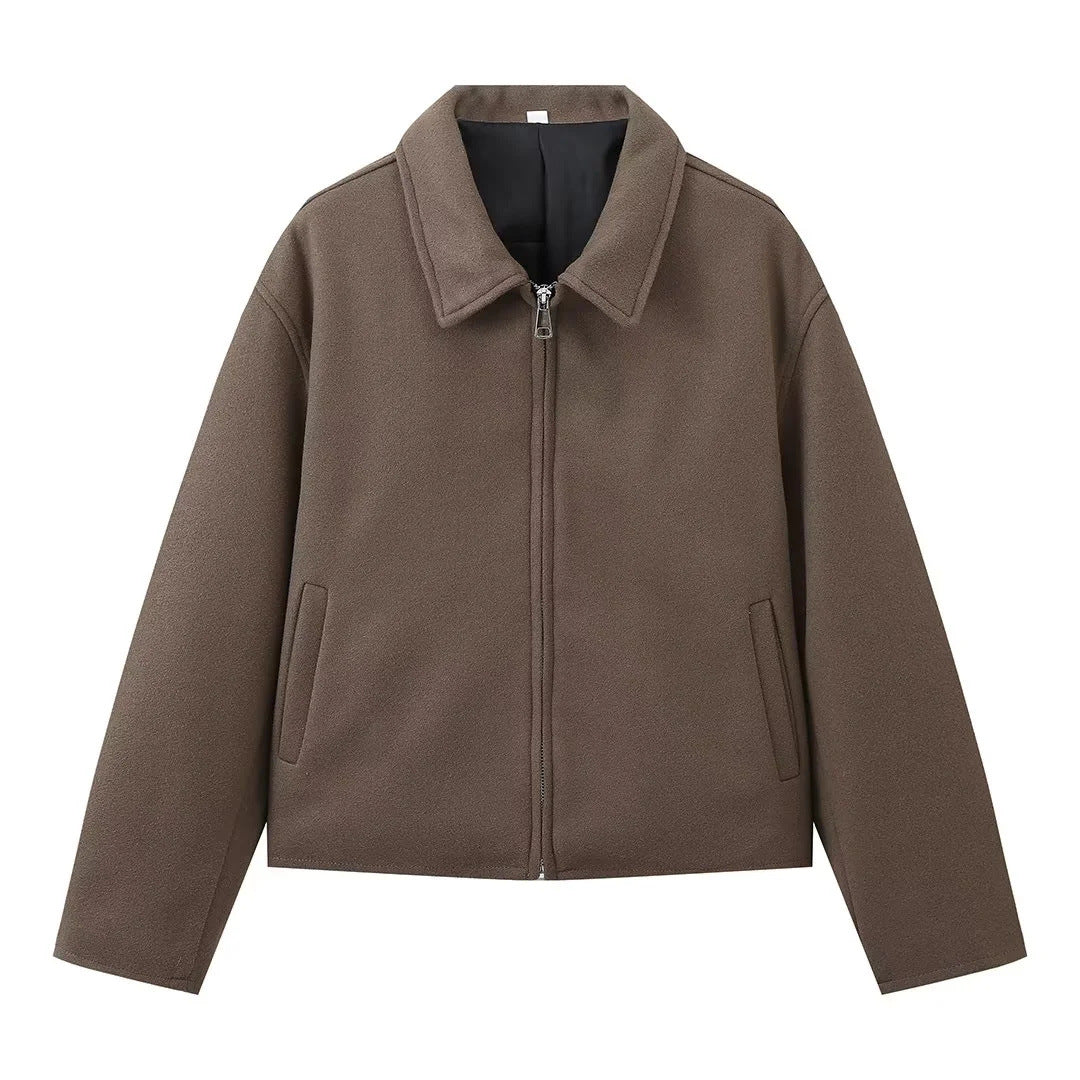 Damen stylische Übergangsjacke mit hohem Kragen und Reißverschluss Drune