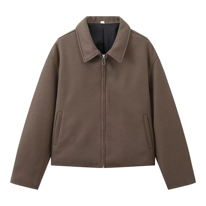 Damen stylische Übergangsjacke mit hohem Kragen und Reißverschluss Drune