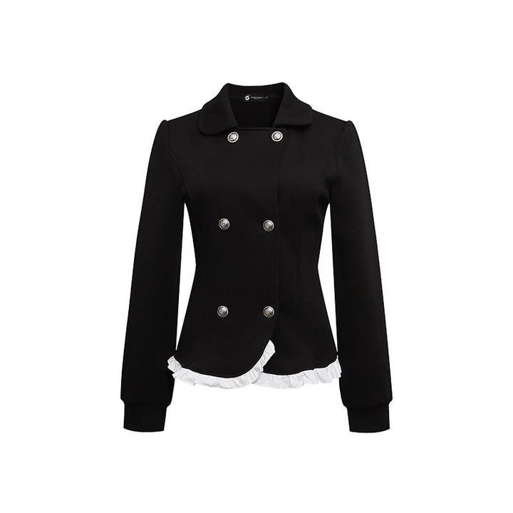 Damen Taillierte Sweatjacke im Peplum‑Stil mit Doppelreihe und Volantbesatz Drune