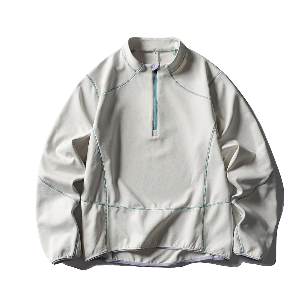 Unisex Halbzip-Fleecepullover mit Stehkragen, Flachnähten und verstellbarem Saum Drune