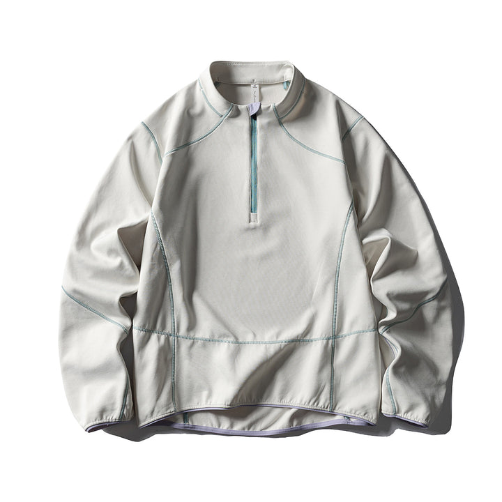 Unisex Halbzip-Fleecepullover mit Stehkragen, Flachnähten und verstellbarem Saum Drune