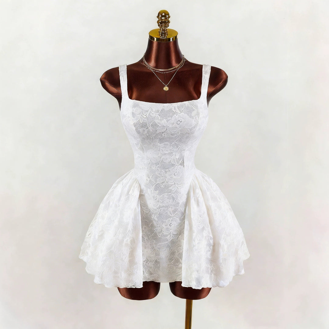 Damen nan tailliertes Spitzen-Cocktailkleid mit Korsett-Bustier und doppellagigem Schößchenrock Drune