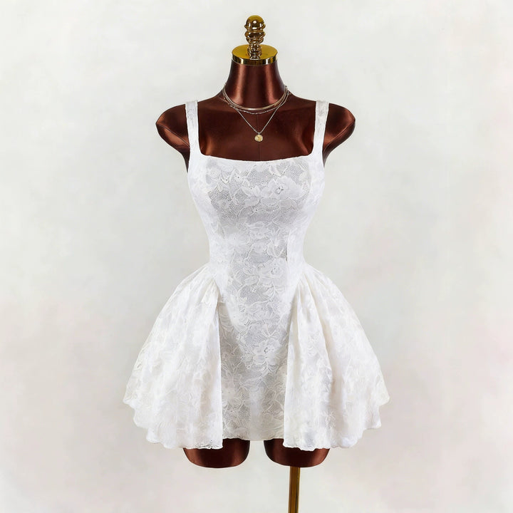 Damen nan tailliertes Spitzen-Cocktailkleid mit Korsett-Bustier und doppellagigem Schößchenrock Drune