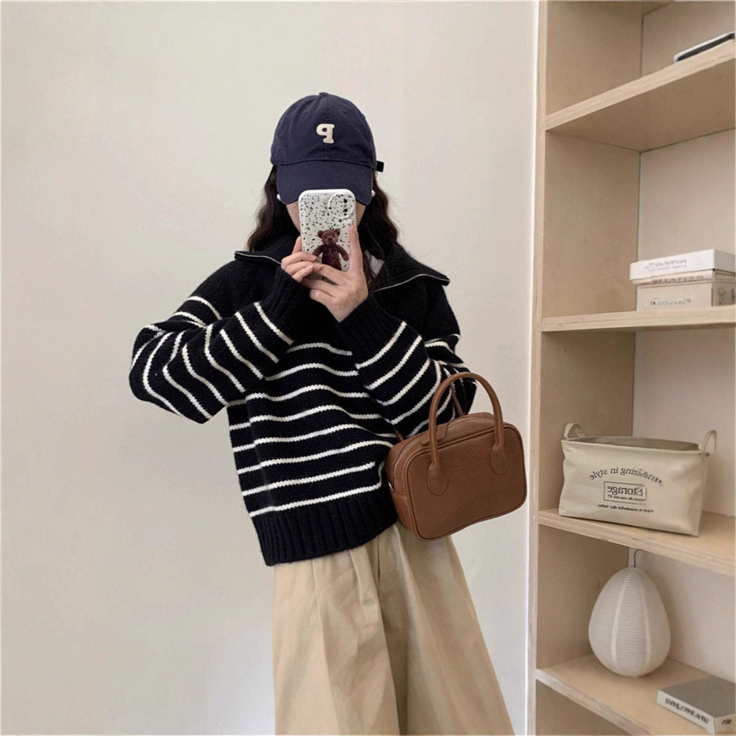 Damen Gemusterter Oversized Pullover Drune