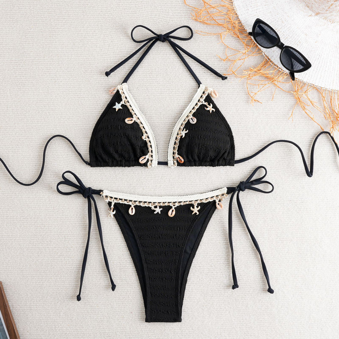 Damen Triangel-Bikini mit dekorativen Muschel- und Sternakzenten Drune