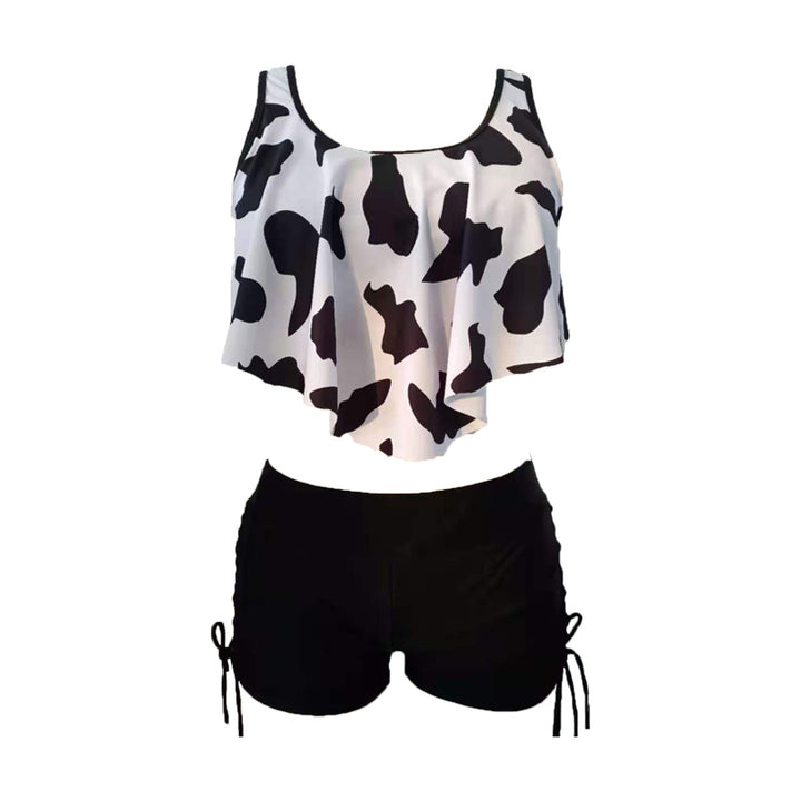 Damen Top-Badeanzug mit modischem Volant und Shorts Drune