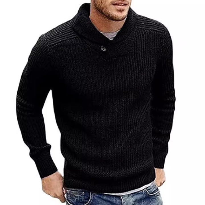 Herren Strickpullover mit Schalkragen und Knopfdetail Drune