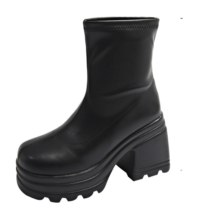 Damen Trendige High-Top Stiefeletten mit breitem Blockabsatz Drune